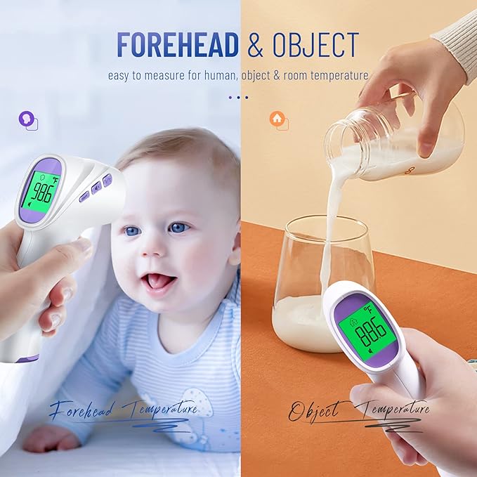 No-Touch Thermometer for Adults and Kids, Digital Thermometer with Fever Alarm