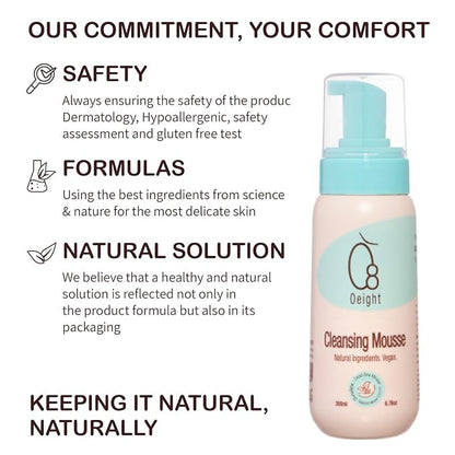 Cleansing Mousse: Natural Baby Body Wash Foam with Dunaliella Salina, Dead Sea Minerals 6.76 Oz