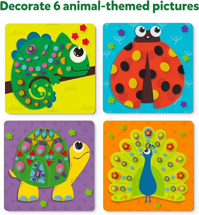 Skillmatics Art Activity - Fun with Foam Animals, No Mess Felt Sticker Art for Kids, 3D Foam Stickers, DIY Craft Kits, Gifts for Boys & Girls Ages 3, 4, 5, 6, 7