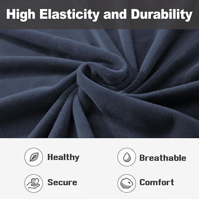NORTHERN BROTHERS Stretchy Recliner Chair Covers, Velvet Recliner Covers, Lazy Boy Chair Cover (Dark Blue, loveseat)