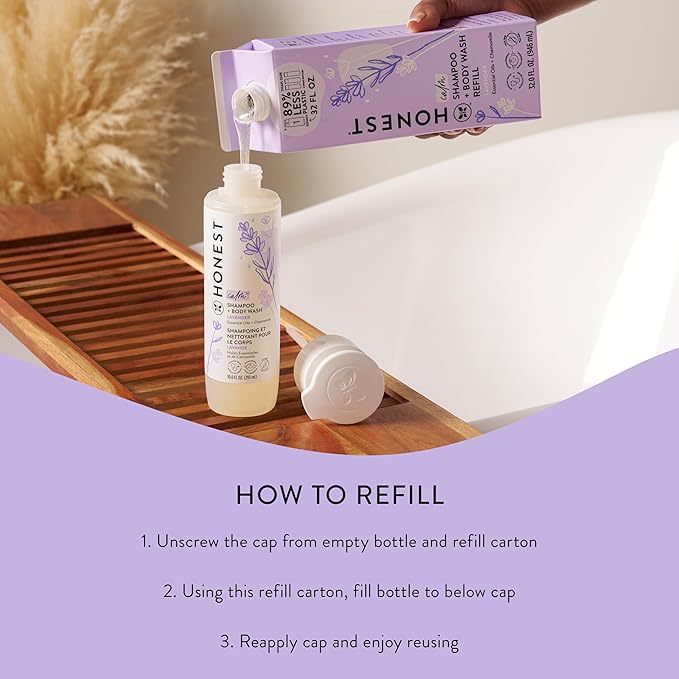 The Honest Company 2-in-1 Cleansing Shampoo + Body Wash Refill Carton | Gentle for Baby 32 fl