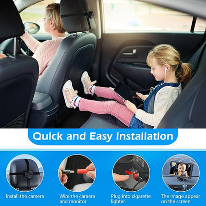 7" Baby Car Camera, FHD IR Night Vision Baby Car Mirror - IPS Display Rear Facing Monitor with 178° Wide Angle, Safe Driving for New Parents, Infants, Kids & Toddlers
