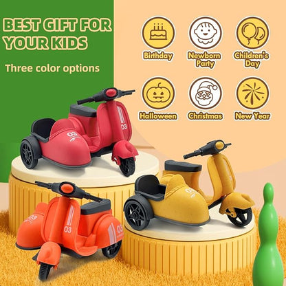 Kids Ride-On Motorcycle with Side Car - Eco-Friendly Straw Material, Push and Pull Toy for 1-3 Year Olds 3-6, Toys 2-4