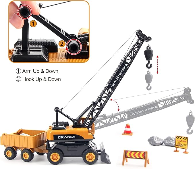 Jenilily Crane Toy Construction Vehicles Model Car, Toy Truck Gifts 3 4 5 Years