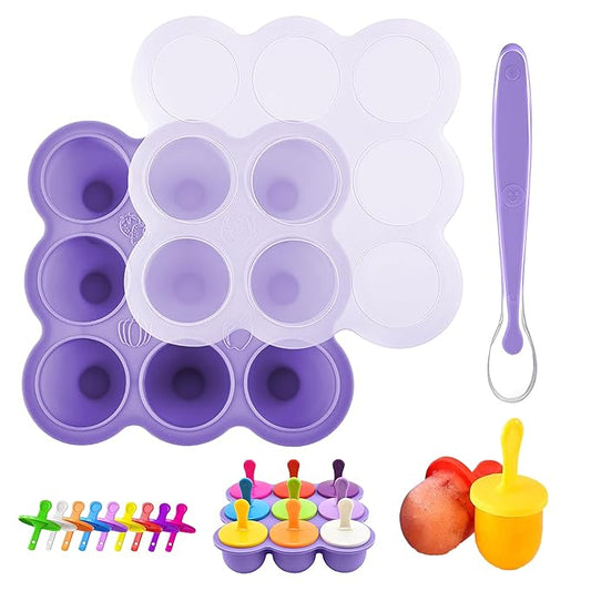 WAJIAYON Baby Food Storage Container, Silicone Baby Food Freezer Tray with Lid