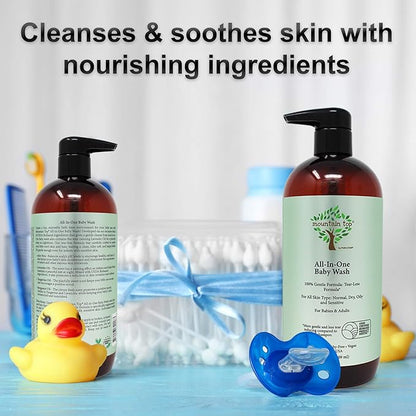 MOUNTAIN TOP All-in-One Baby Wash (24 oz / 709 ml) with Premium USDA Biobased Ingredients, Sulfate-Free 2-in-1 Baby