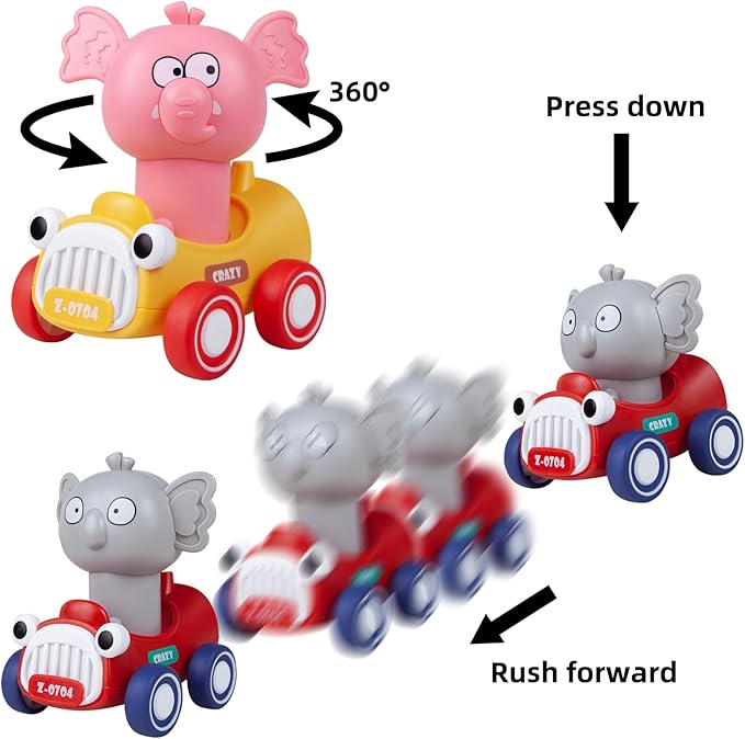 Animal Car Toy Press and Go Toy Cars for 1 2 3 Year Old,Birthday Gift for Toddlers 1-3 1 Year 12 18 4