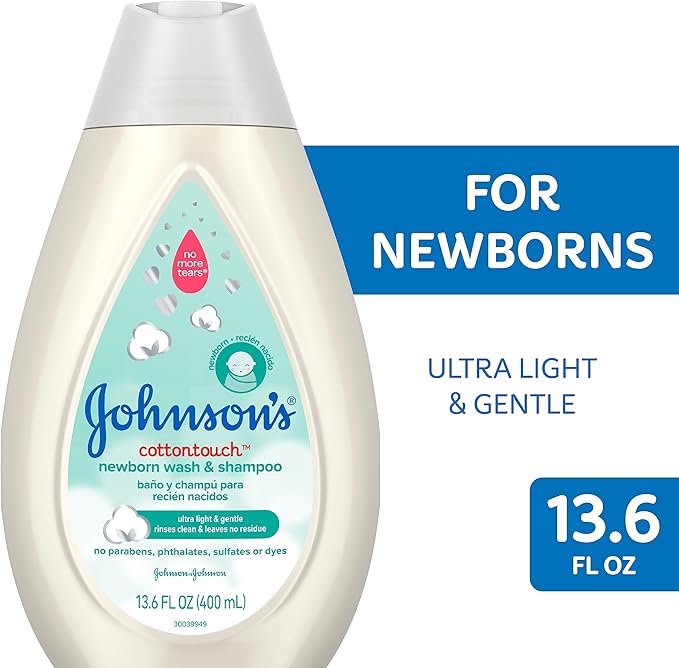 Johnson's Baby CottonTouch Newborn Body Wash & Shampoo, Gentle & Tear-Free 13.6 Fl