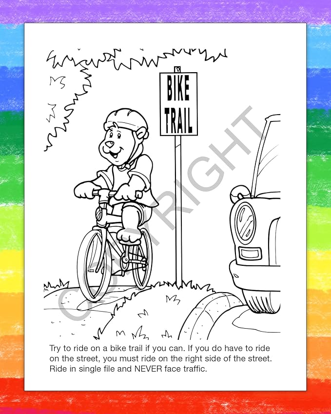ZOCO - Bike Safety - Educational Coloring Books (25 Bulk Pack, with Crayons) - Bicycle Rules, Road, Helmet Safety - Games, Puzzles, Activities for Kids