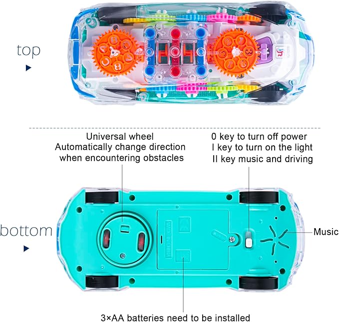 Berry President Transparent Electric Gear Train Toy with Flashing Lights 3 4 5 Year