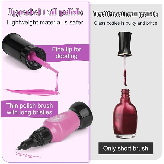 Tudaymol Nail Art Studio for Girls - Nail Polish Kit for Kids Ages 6-12 Years Old,Non-Toxic Peel-Off Safe Quick Dry Nail Polish Gift Kit Set,Cool Girls Toys Stuff - Polish, Pens, Glitter, Stickers