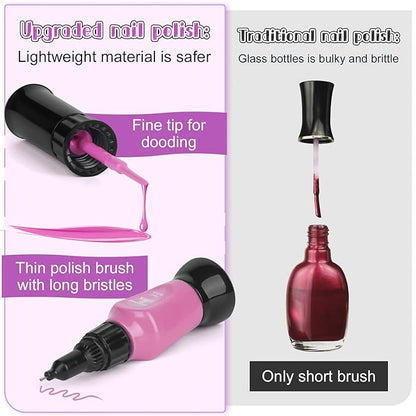 Tudaymol Nail Art Studio for Girls - Nail Polish Kit for Kids Ages 6-12 Years Old,Non-Toxic Peel-Off Safe Quick Dry Nail Polish Gift Kit Set,Cool Girls Toys Stuff - Polish, Pens, Glitter, Stickers