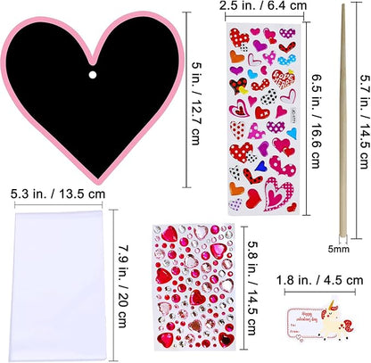 Winlyn 45 Sets 9 Styles Magic Color Scratch Black Valentine Heart Ornaments Decorations Valentine Scratch Art Heart Valentine's Day Craft Kits for Kids Classroom Activities Party Favors Gift Exchange