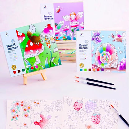 BAOXUE Water Coloring Books For Kids Ages 3 4 5 6 7 8,Pocket Watercolor Painting Book For Toddlers,Arts And Crafts For Boys Girls,Paint With Water Colors Book Kit,Kids Travel Art Set Ages 2-4