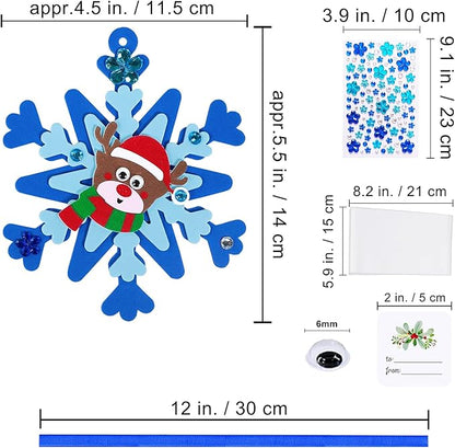 Winlyn 24 Sets Christmas Craft Kits Winter Crafts DIY Christmas Snowflake Ornaments Decorations Art Sets Foam Snowman Santa Owl Christmas Stickers for Kids Holiday Classroom Activities Party Favors