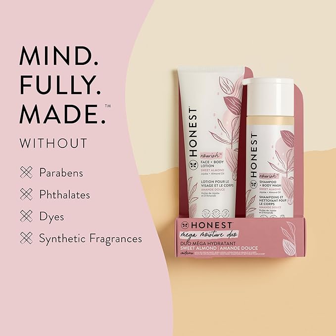 The Honest Company 2-in-1 Cleansing Shampoo + Body Wash and Face + Body Lotion Bundle | Gentle for Baby 18.5 fl