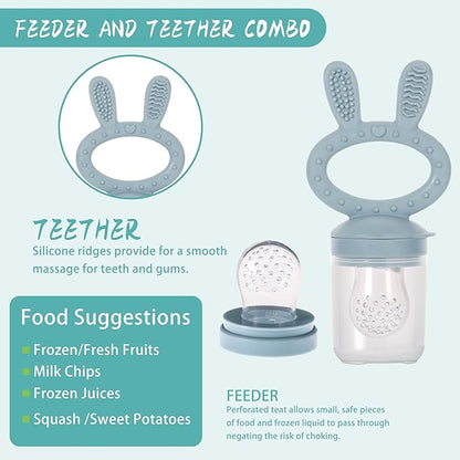 WAJIAYON Baby Breastmilk Popsicle Molds & Baby Fruit Feeder (4 Pack), Baby Food Freezer Tray Storage Containers
