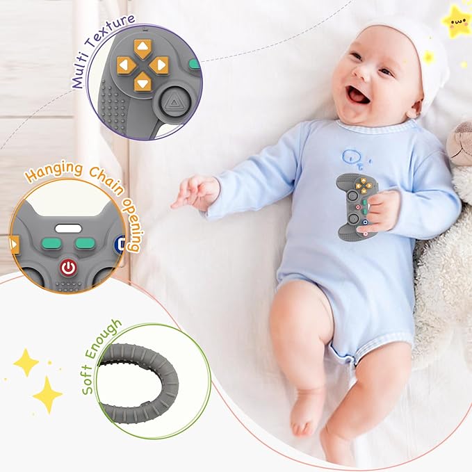 Hooku Silicone Teething Toys for Babies 0-6 Months, Teethers for Babies 6-12 Months
