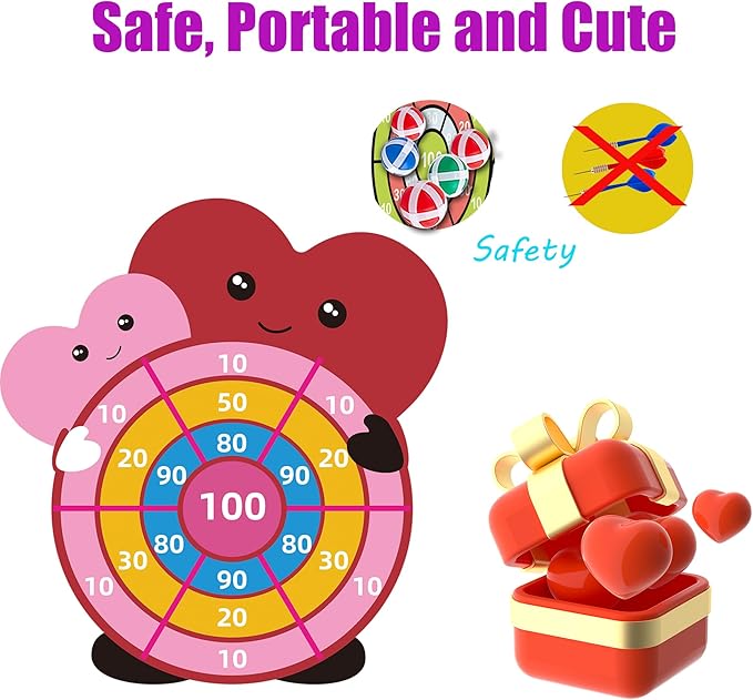 Valentines Dartboard Game Gifts for Kids,Exchange for Boys Girls Toddlers Class Classroom School Party Favor Supplies