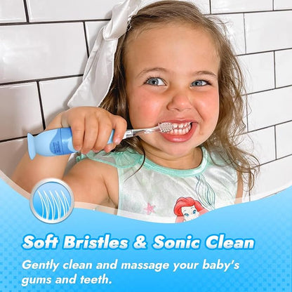 Papablic Toddler Sonic Electric Toothbrush for Ages 1-3 Years, Baby Electric Toothbrush with Cute Penguin Cover and Smart LED Timer, 2 Brush Heads (Pippin)