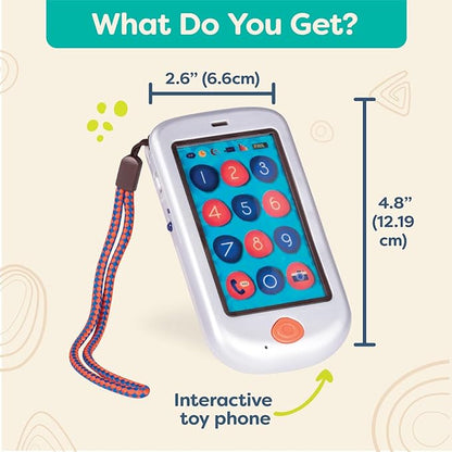 B. toys- Hi!! Phone - Silver- Pretend Play Smartphone – Interactive Kids' Cellphone – Sounds & Songs – Toy Phone for Toddlers – 18 Months +