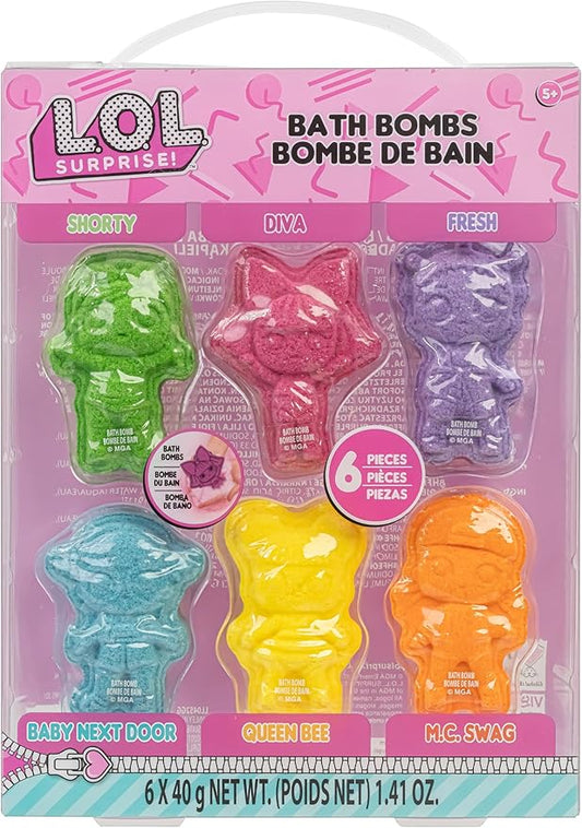 L.O.L. Surprise! 6 Piece Bath Bombs for Kids, Bubble Gum Scented 5+, by