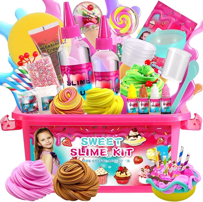 wtelnbton Mini Cake Slime Kit, DIY Slime Making Set with Containers,Cake Making Butter Slime, Super Soft Sludge Toy, Stress Relief Toys, Party Favors for Kids, for Girls Boys