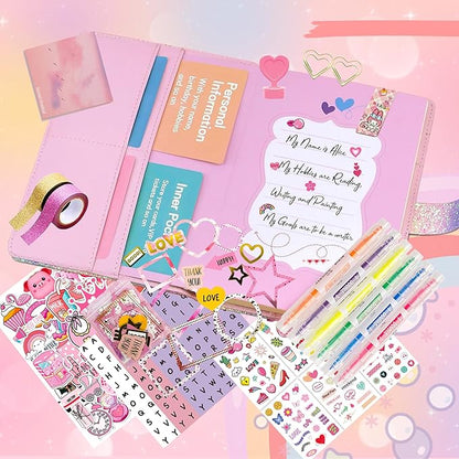 Christmas Gifts for Girls,Diary with Lock for Girls, Kids Journal School for Teen Girls, Secret Diary Gifts for 9 10 11 12 Year Old Girls, Kids Journals Set for Ages 8-12 Teenage