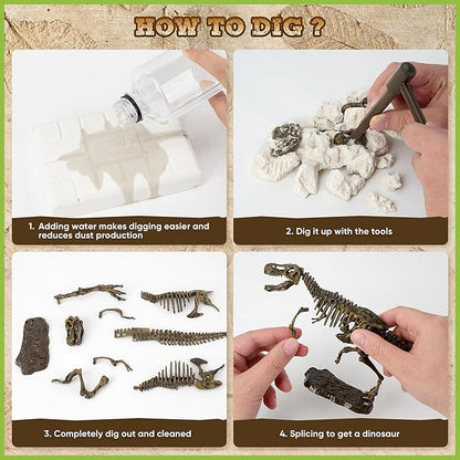 VIBIRIT Dig Up Dinosaurs Skeleton Set,Dinosaur Digging Fossil Kit Model Toys Educational Realistic Toys for Kids,Boys,Girls