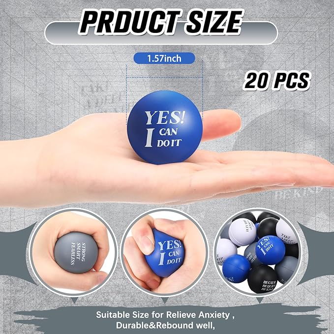Zomiboo 20 Pieces Motivational Stress Foam Balls Quote Stress Relief Inspirational Relief Balls Employee Appreciation Gift for Kids Relieve Motivating Encouraging Adult(Bright Color)