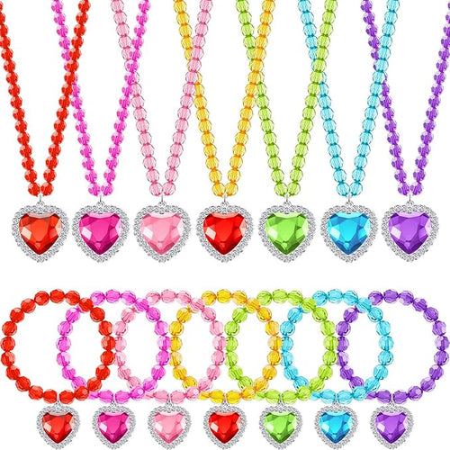 7 Sets Girl Dress up Jewelry Toddler Jewelry Princess Bracelet Necklaces Kids Costume Jewelry Set for Girl Tea Costume Party