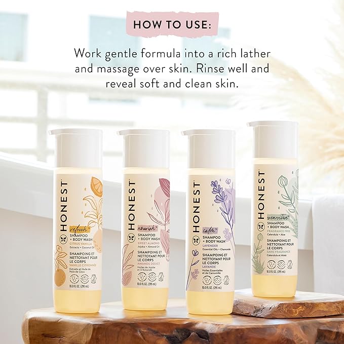 The Honest Company 2-in-1 Cleansing Shampoo + Body Wash | Gentle for Baby 18 fl