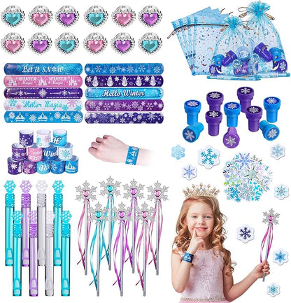 Vanblue 122Pcs Frozen Party Favors,Princess Frozen Birthday Party decorations Winter Snowflake Party Supplies for Girl Kids Goodie Bag Stuffers Pinata Filler Classroom Rewards