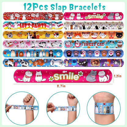 Winrayk Cat Party Favors Birthday Supplies for Kids Straw Squishy Toy Bubble Wand Cat Claw Keychain Slap Bracelet Sticker for Girl Boy Cat Pinata Filler Goodie Bag Stuffers Cat Birthday Party Supplies