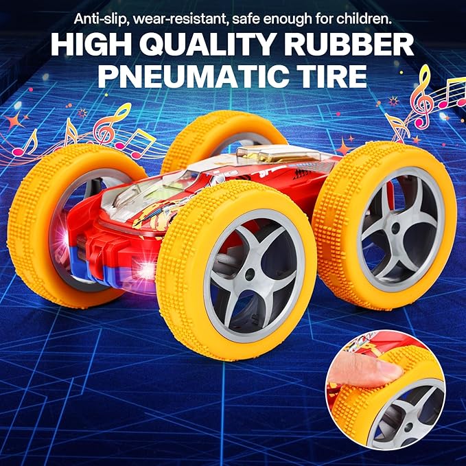 Light Up Toy Cars for Toddlers,Transparent Gear Car Toy for Kids with Cool Light and Double-Sided Flip