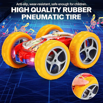 Light Up Toy Cars for Toddlers,Transparent Gear Car Toy for Kids with Cool Light and Double-Sided Flip