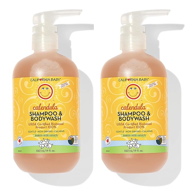 California Baby Calendula Shampoo and Body Wash | 100% Plant-Based 19 oz. (2-pack)