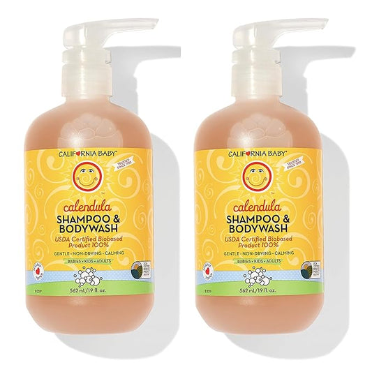 California Baby Calendula Shampoo and Body Wash | 100% Plant-Based 19 oz. (2-pack)