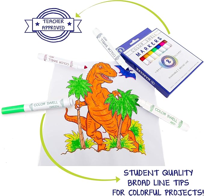 Color Swell Washable Bulk Markers Pack 18 Boxes of 8 Vibrant Colors (144 Total) Perfect Markers for Kids, Parties, Classrooms - Bulk Broad Line Markers
