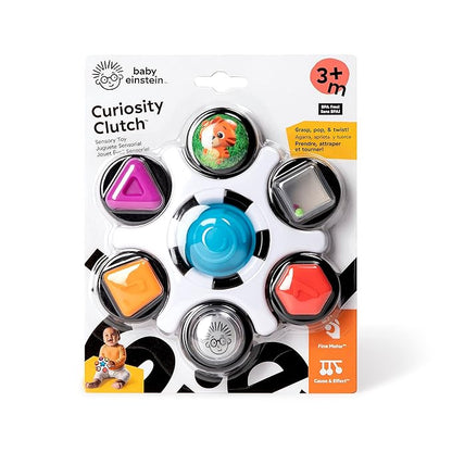Baby Einstein Curiosity Clutch Fidget Sensory Toy and Pop It Rattle, BPA Free Infant Teether 3 Months+,