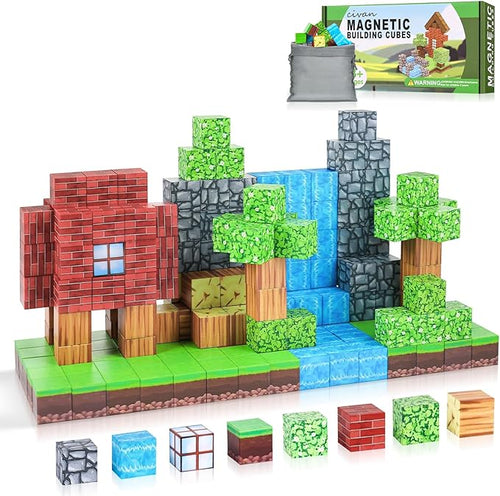 civan Magnetic Blocks Set 63pcs, Magnetic Building Blocks Construction Toys for Kids Boys & Girls Age 3-4 4-5 6-8, Stem Montessori Sensory Toys for Toddlers Fidget Toys