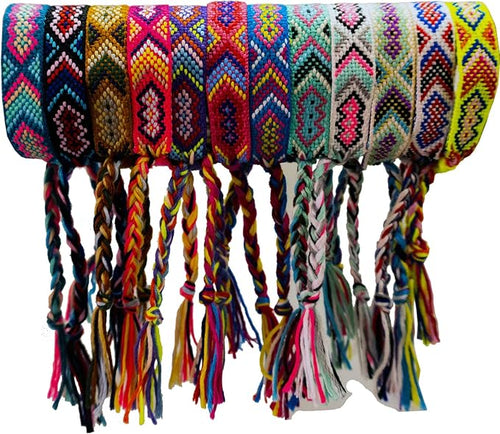 Woven Friendship Bracelets, Braided Bracelets String, Adjustable Nepal Bracelet，Mexico Wave Anklet for Best Friends Kids Women Girls Kids Men, Assorted Colorful（12PCS）