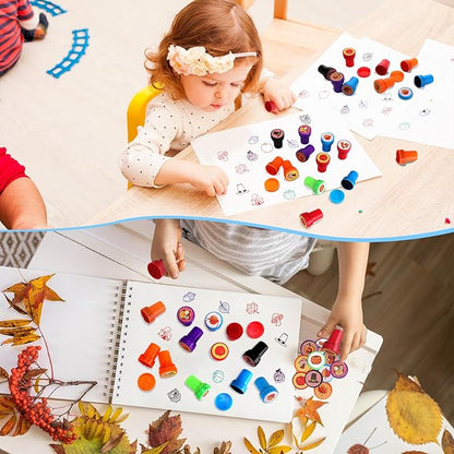Zhanmai 100 Pcs Fall Stampers for Kids Toddlers Fall Party Favors Assorted Stamps Pumpkin Leaves Turkey Autumn Self Inking Stamps Thanksgiving Gifts Party Favors Classroom Rewards School Teacher Stamp