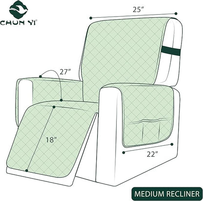 CHUN YI Recliner Chair Cover, Non-Slip Recliner Covers That Stay in Place, Washable Lazy Boy Recliner Covers with Pockets, Water Resistant Recliner Slipcover for Pets (Black, Small Recliner)