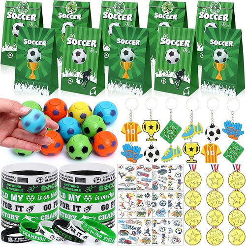 Winrayk Soccer Party Favors Birthday Supplies Soccer Goodie Bags Fidget Spinner Medal Bracelet Keychain Tattoo Sticker Kids Boys Girls Soccer Pinata Filler Sports Soccer Birthday Party Favors Supplies