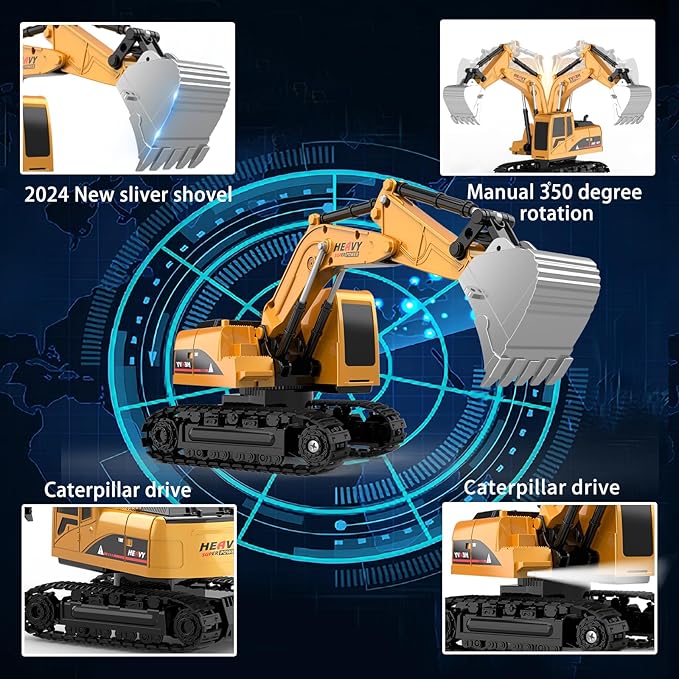 YAYYAY 2 Pack Construction Toy Trucks - Remote Control Excavator 6 7 8+