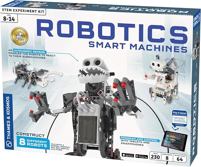 Thames & Kosmos | Robotics Smart Machines | Robotics for Kids 8 and up | STEM Kit builds 8 Robots | Full Color Manual to help with assembly | Requires tablet or smartphone | Parents' Choice Gold Award