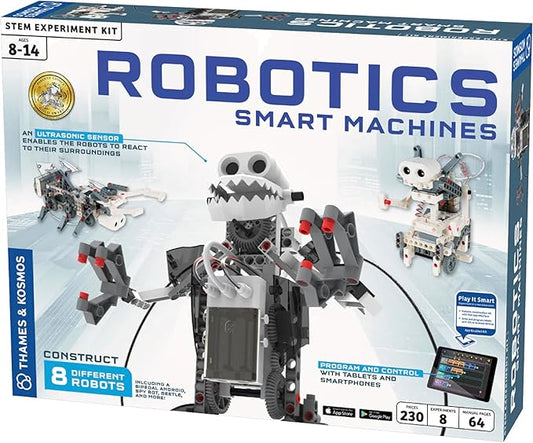 Thames & Kosmos | Robotics Smart Machines | Robotics for Kids 8 and up | STEM Kit builds 8 Robots | Full Color Manual to help with assembly | Requires tablet or smartphone | Parents' Choice Gold Award