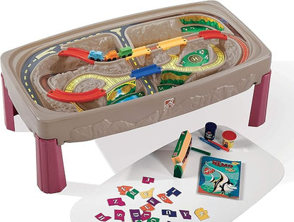 Step2 Deluxe Canyon Road Train & Track Table, Kids Activity Table for Cars, Cover Included, Made of Durable Plastic, Includes 3-Piece Train Set, For Toddlers 3+ Years Old