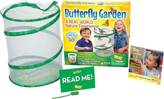 Insect Lore Butterfly Garden Kit, Painted Lady Butterfly Kit with Voucher for Live Caterpillars, Butterfly Habitat, STEM Journal & More